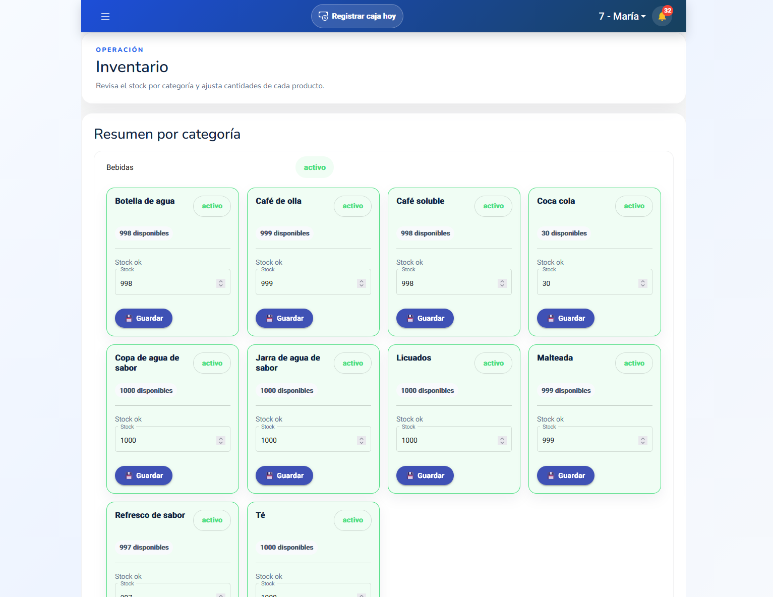 Control de inventario en Operix Resto